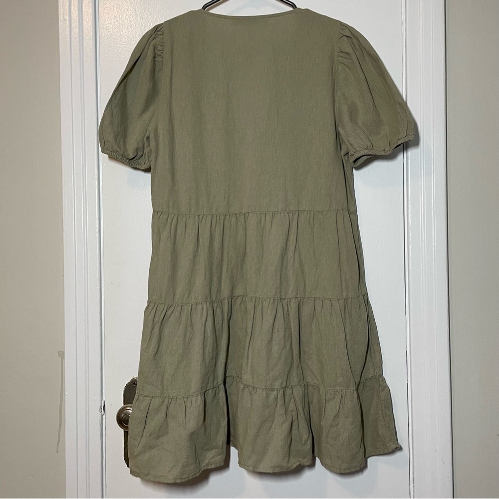 ZARA Linen Blend Tiered Dress size M - Picture 7 of 9
